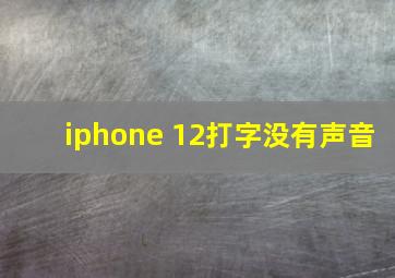 iphone 12打字没有声音